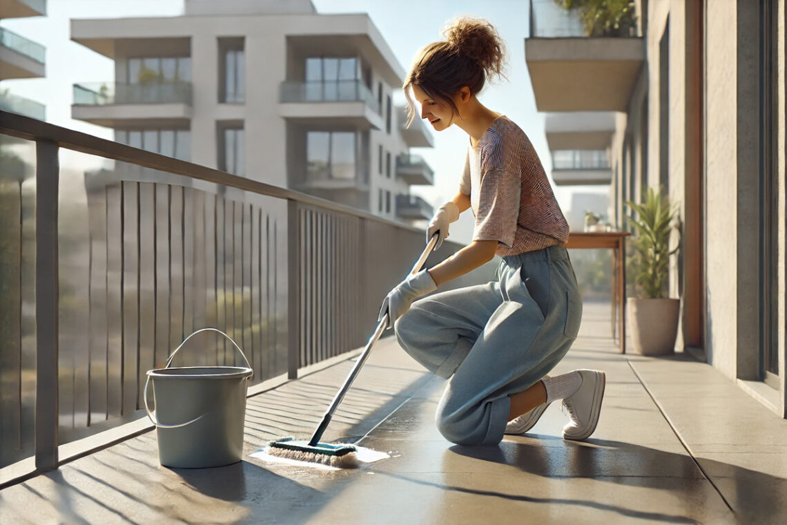 beton balkon schoonmaken