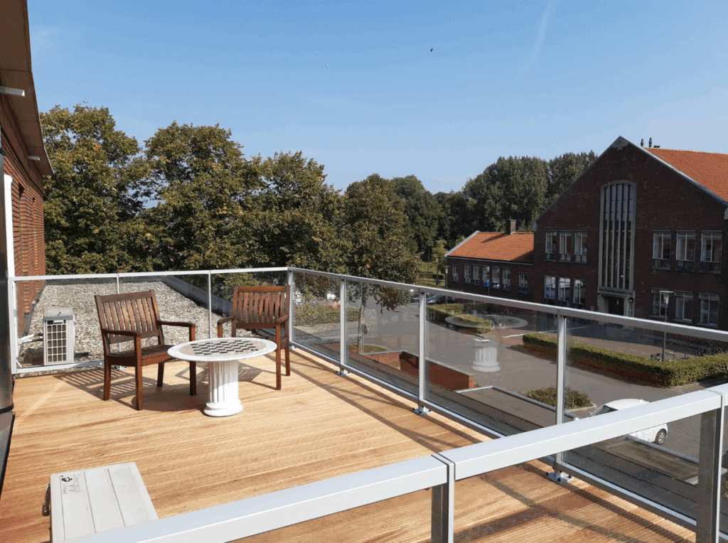 Omheining dakterras glas