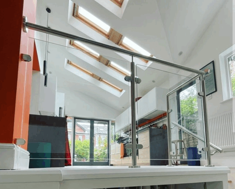 RVS reling met glas