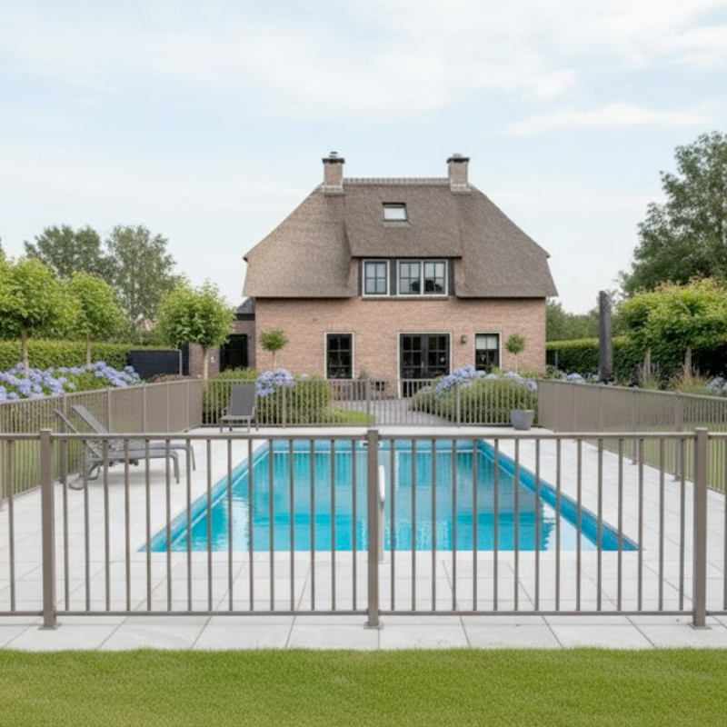 Hekwerk om zwembad laten plaatsen