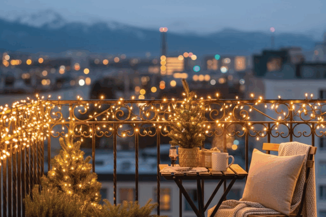 Tips voor het bevestigen van kerstverlichting aan je balkonhek